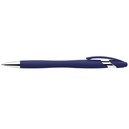 La Jolla Softy Brights Pen with Stylus promotional pen in navy blue printed with your company logo
