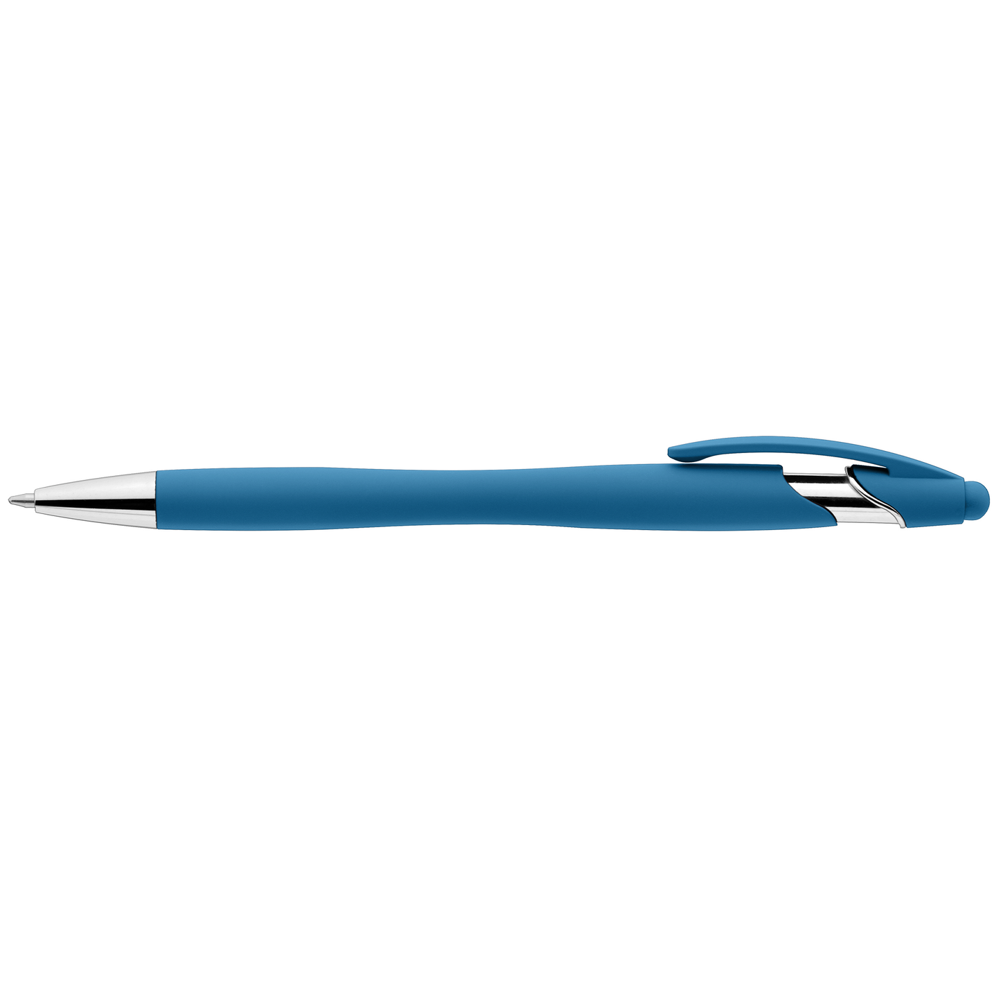 La Jolla Softy Brights Pen with Stylus promotional pen in light blue printed with your company logo