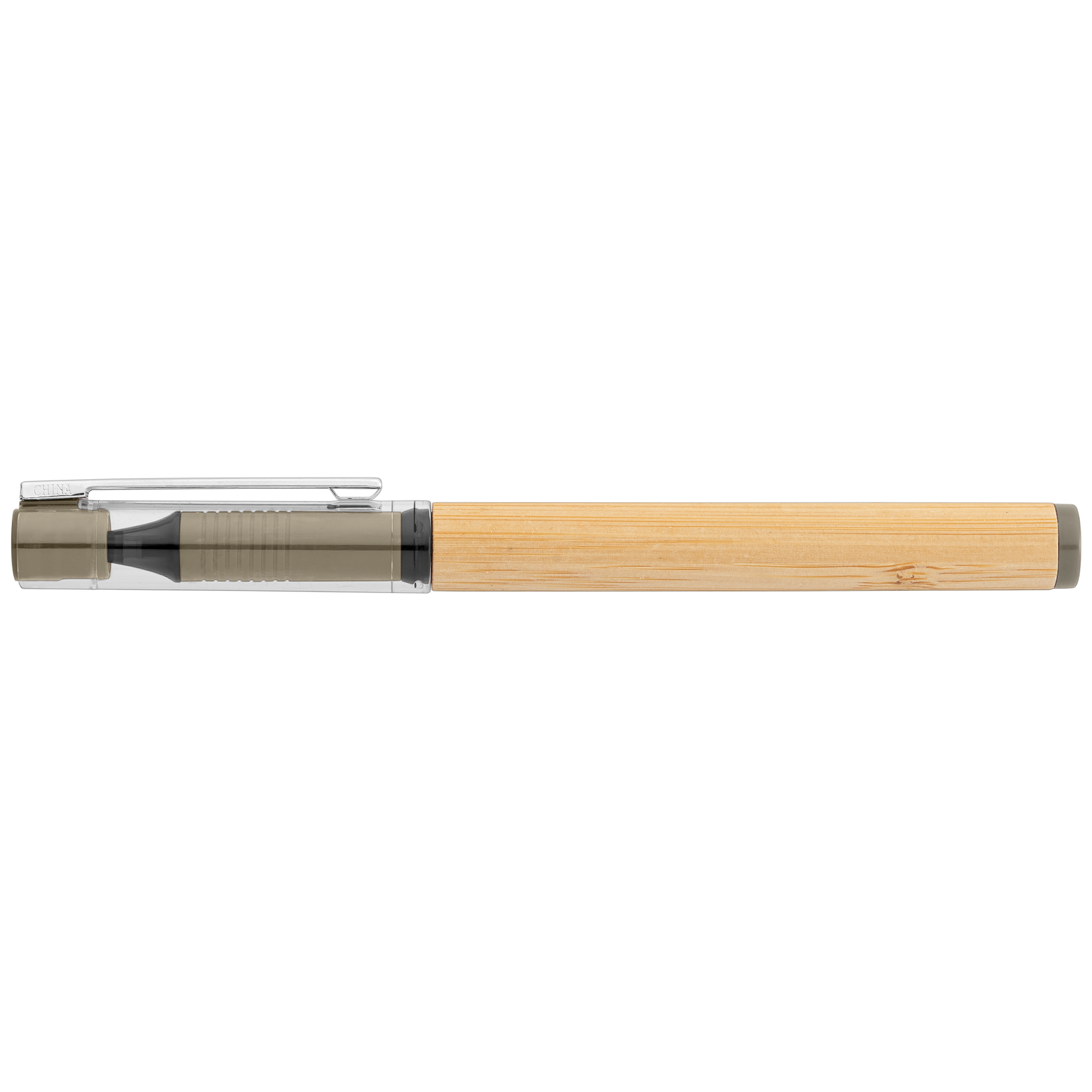 Harmony Bamboo Gel Pen promotional pen in taupe laser engraved with your company logo