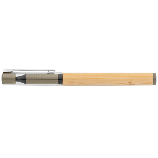 Harmony Bamboo Gel Pen promotional pen in taupe laser engraved with your company logo