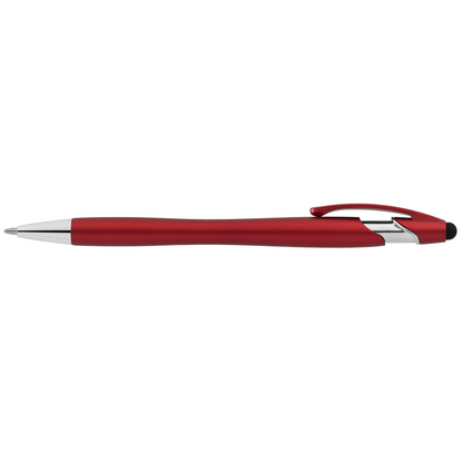 La Jolla Recycled Pen with Stylus + Anti-Fraud Ink promotional pen in red printed with your company logo