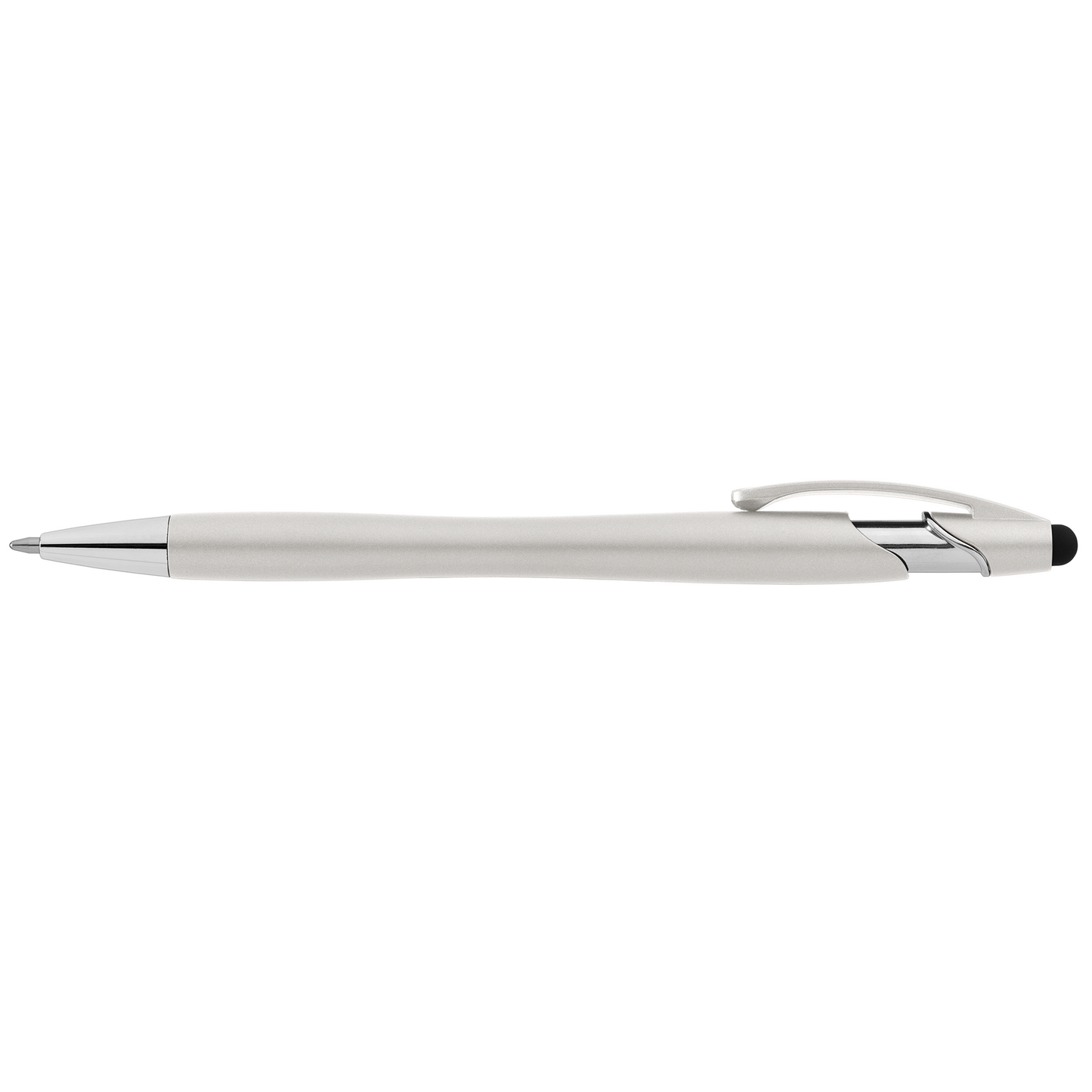La Jolla Recycled Pen with Stylus + Anti-Fraud Ink promotional pen in silver printed with your company logo