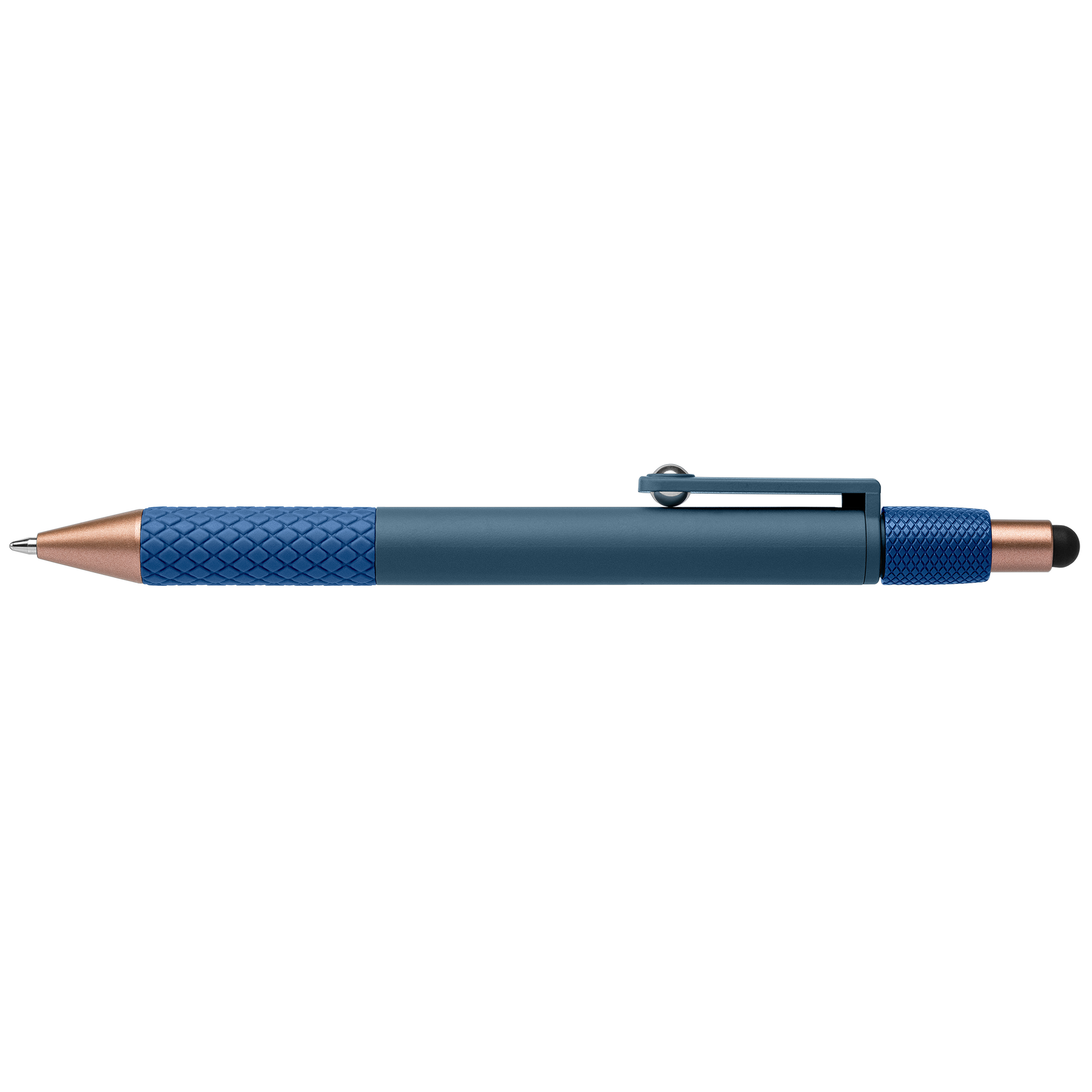 Nora Recycled Plastic Relax Fidget Stylus Pen promotional pen in navy blue printed with your company logo