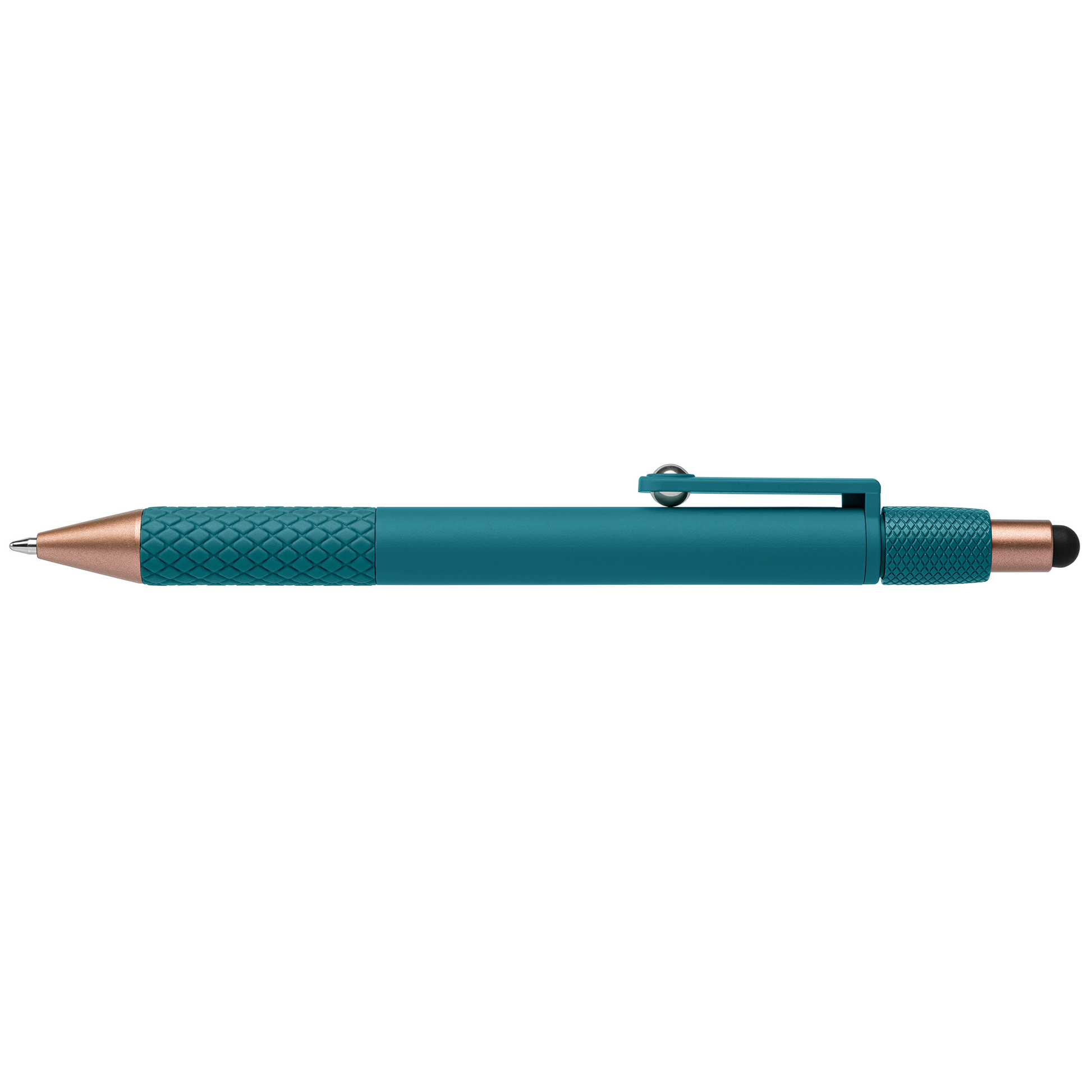 Nora Recycled Plastic Relax Fidget Stylus Pen promotional pen in turquoise printed with your company logo