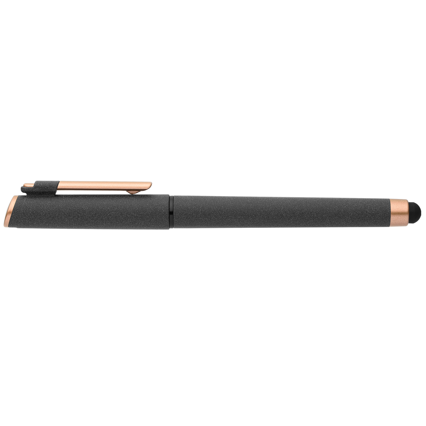 York Recycled Plastic Bronze Trim Stylus Gel Pen promotional pen in black printed with your company logo
