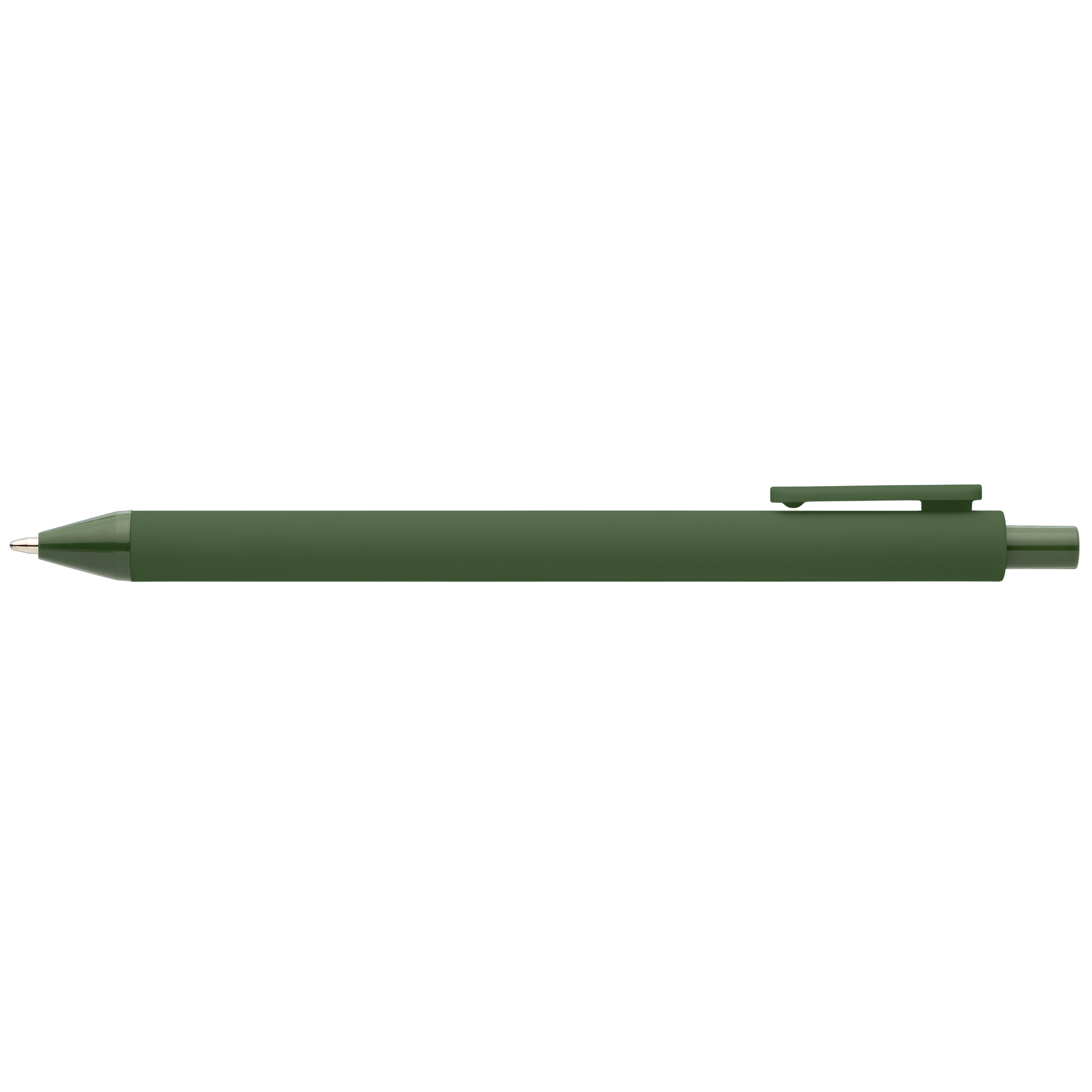 Bloom Recycled Plastic Retractable Soft Touch Pen promotional pen in forest green printed with your company logo