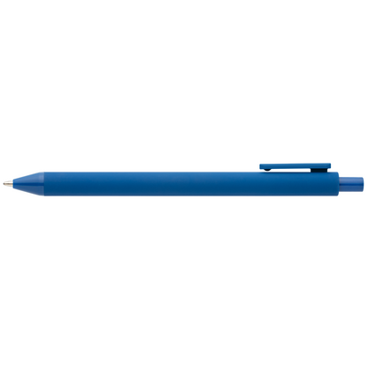 Bloom Recycled Plastic Retractable Soft Touch Pen promotional pen in royal blue printed with your company logo