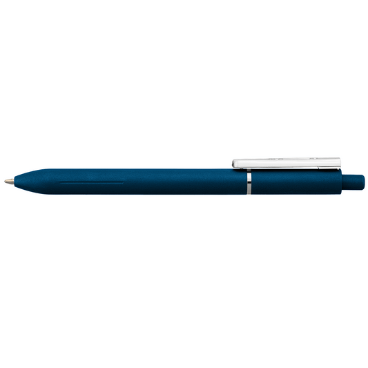 Lark Recycled Plastic Retractable Fidget Clip Pen promotional pen in navy blue printed with your company logo