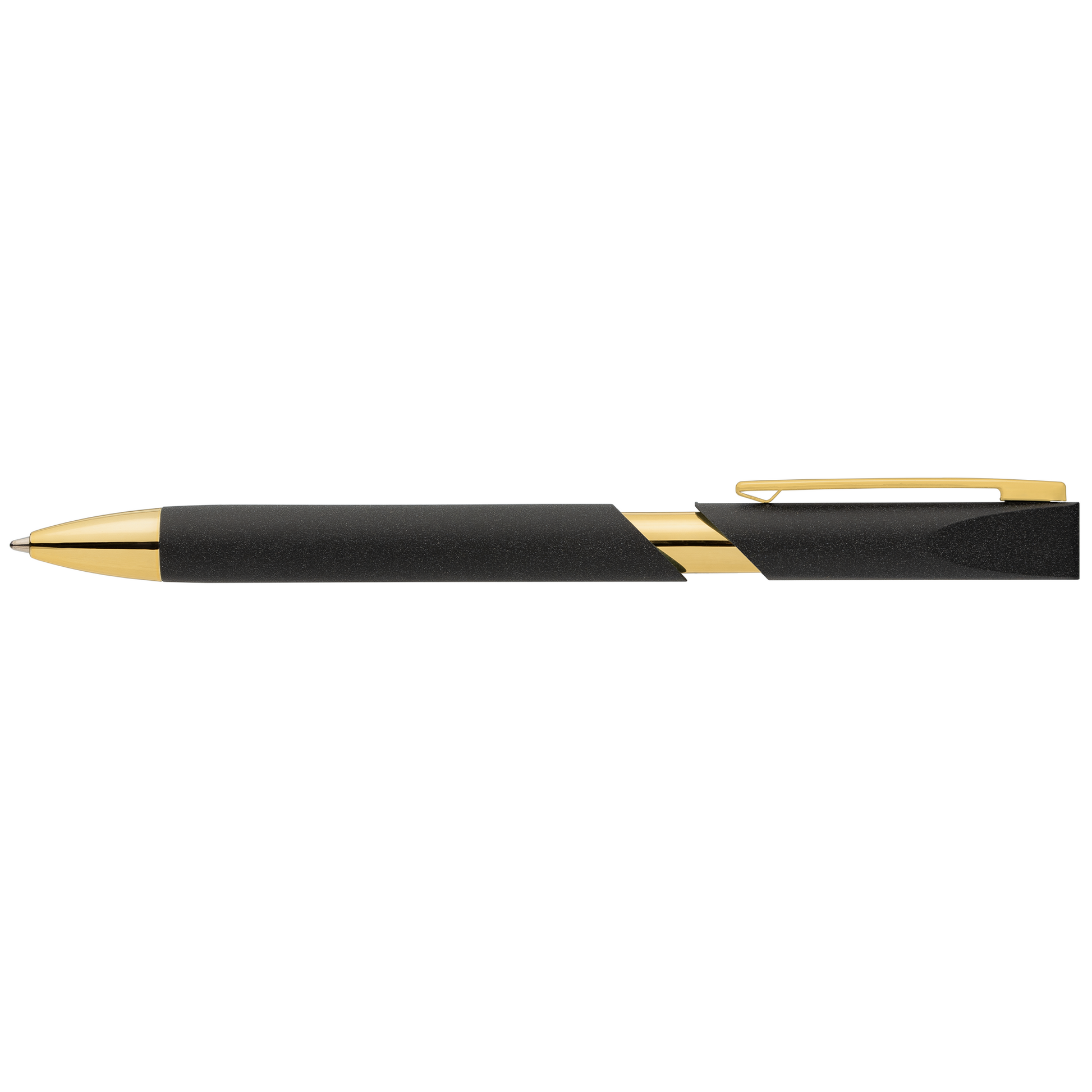 Aurelia Recycled Plastic Gold Trim Pen promotional pen in black printed with your company logo