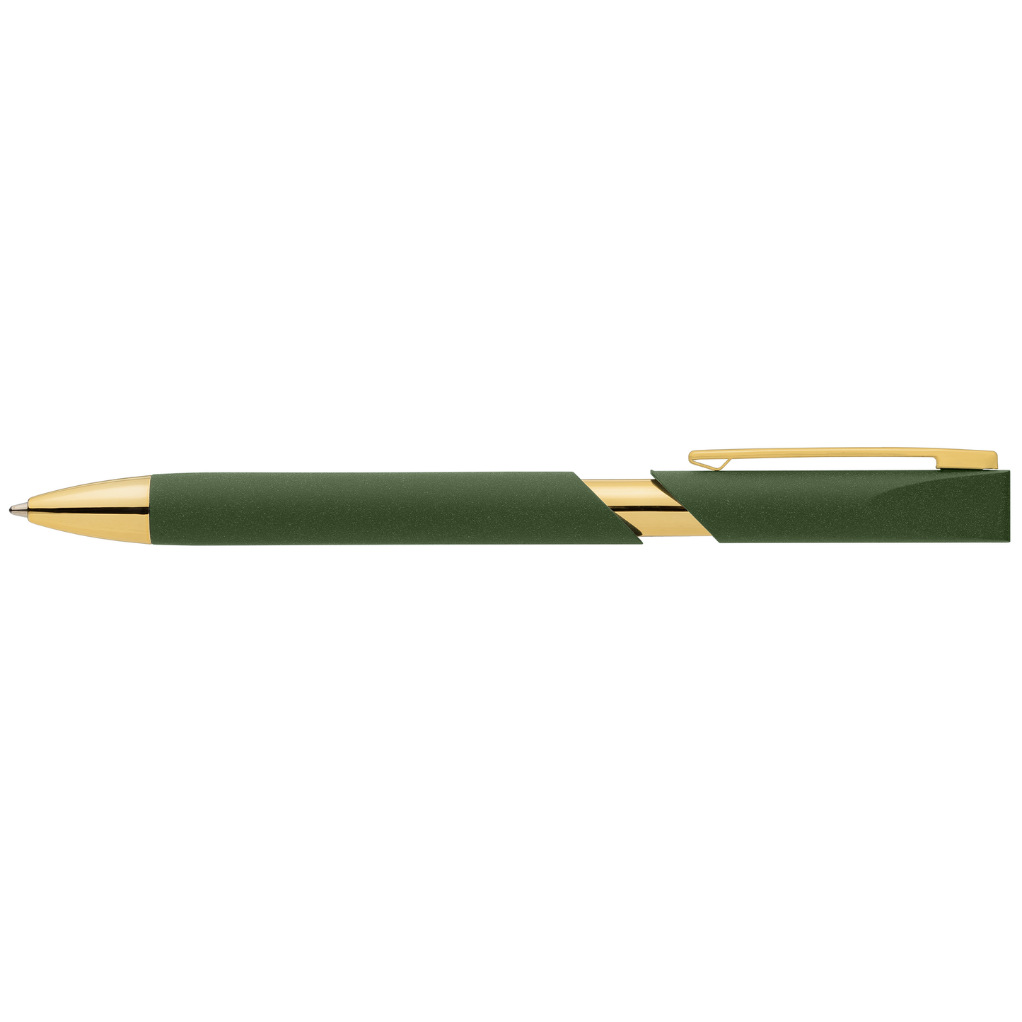 Aurelia Recycled Plastic Gold Trim Pen promotional pen in forest green printed with your company logo