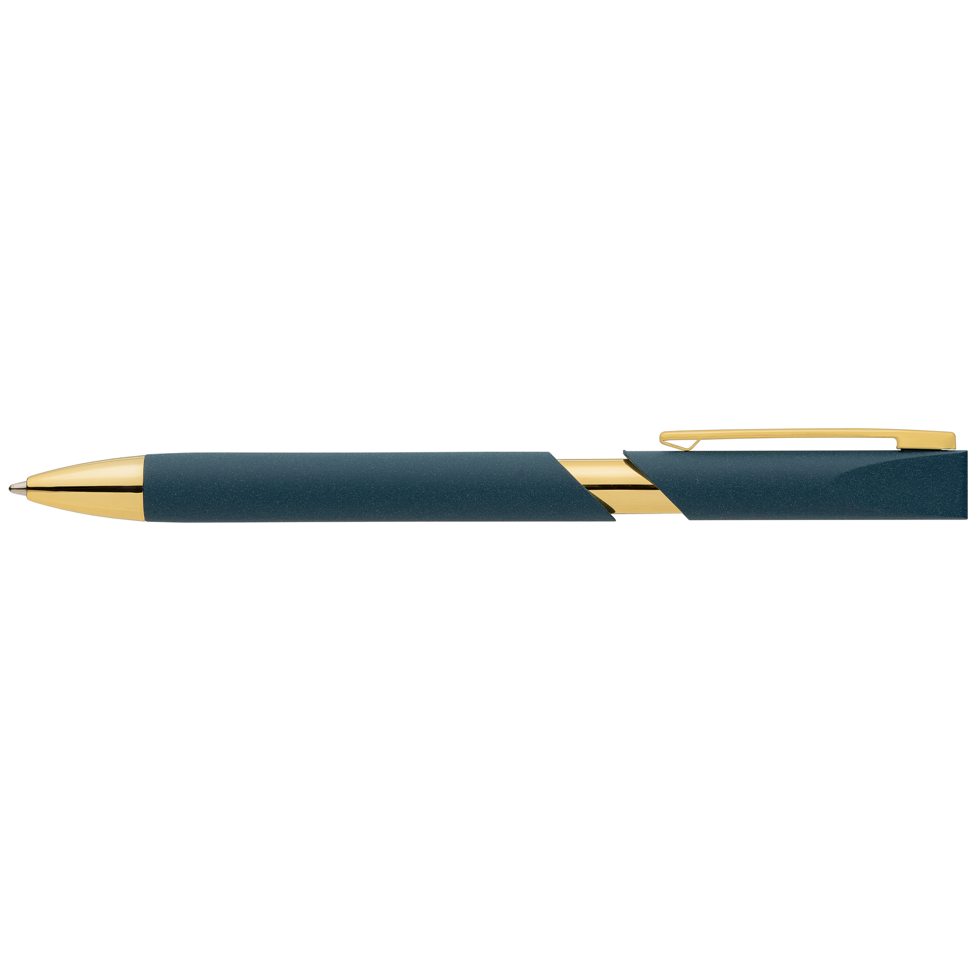 Aurelia Recycled Plastic Gold Trim Pen promotional pen in navy blue printed with your company logo