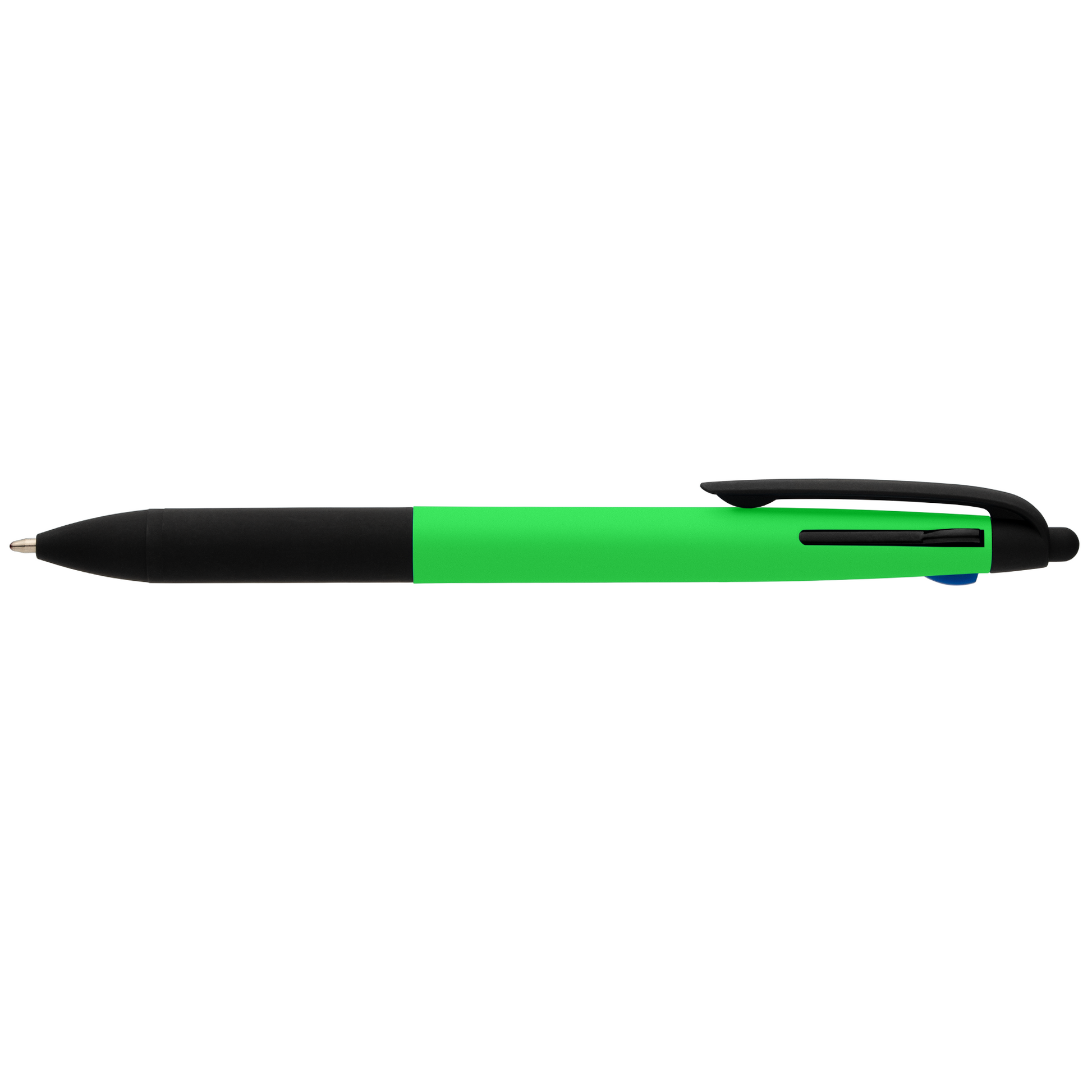 Malta Recycled Plastic 3-in-1 Stylus Neon Grip Multi-Ink Pen promotional pen in green printed with your company logo