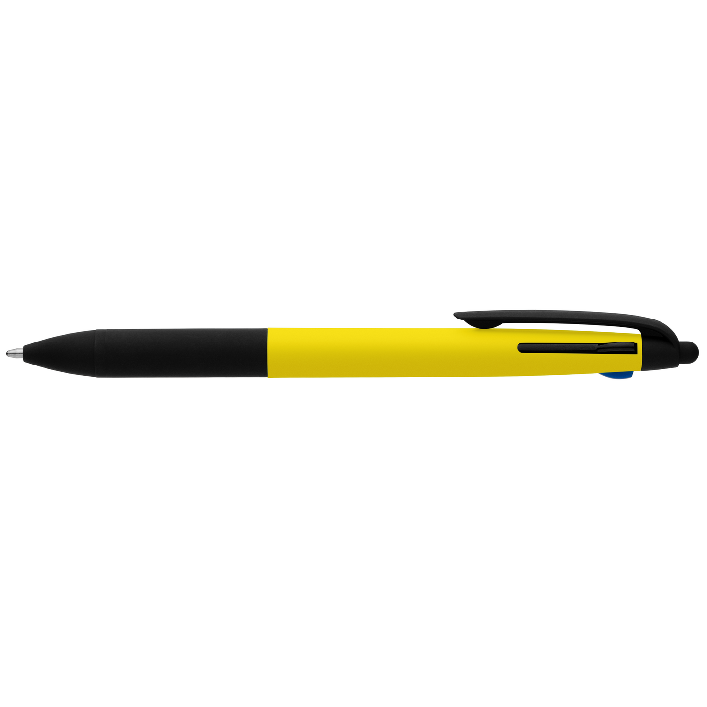 Malta Recycled Plastic 3-in-1 Stylus Neon Grip Multi-Ink Pen promotional pen in yellow printed with your company logo