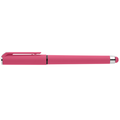 Islander Recycled Plastic Brights Gel Grip Pen promotional pen in pink printed with your company logo