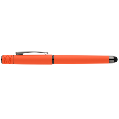 Tavi Recycled Plastic Fidget Spinner Stylus Gel Pen promotional pen in orange printed with your company logo