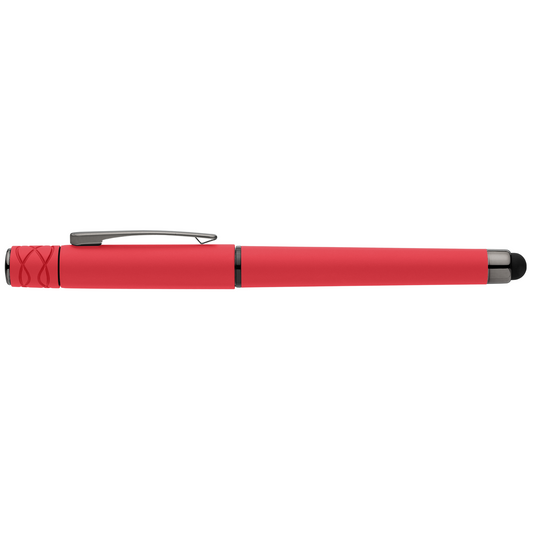 Tavi Recycled Plastic Fidget Spinner Stylus Gel Pen promotional pen in red printed with your company logo
