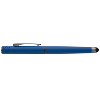 Tavi Recycled Plastic Fidget Spinner Stylus Gel Pen promotional pen in royal blue printed with your company logo