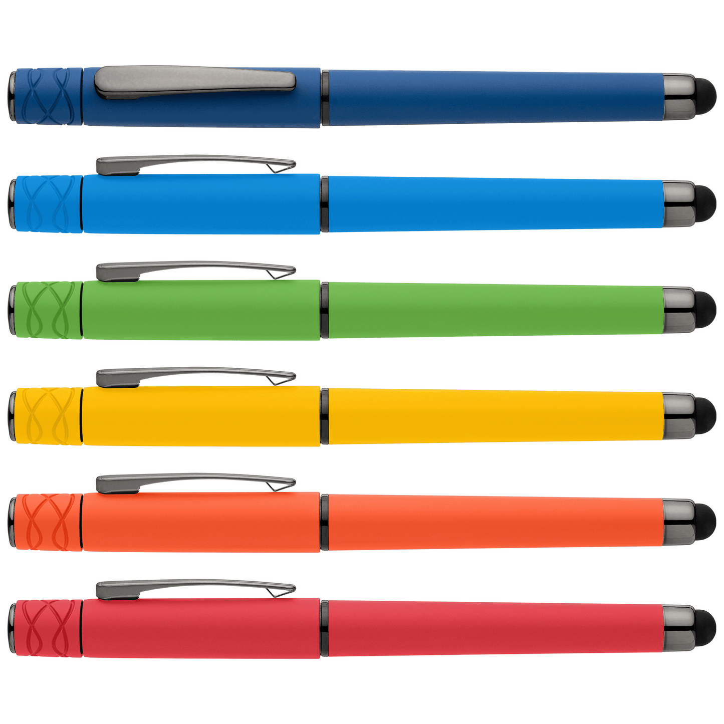 Tavi Recycled Plastic Fidget Spinner Stylus Gel Pen promotional pen in assortment printed with your company logo