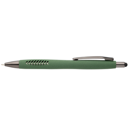 Avalon Recycled Plastic Stone Finish Stylus Pen promotional pen in forest green printed with your company logo