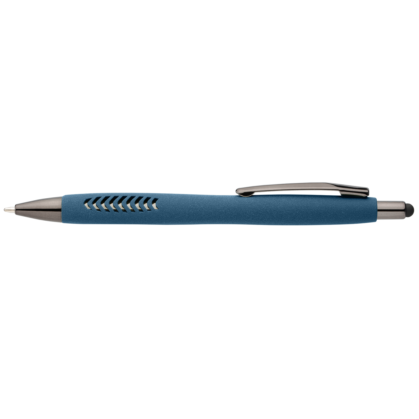 Avalon Recycled Plastic Stone Finish Stylus Pen promotional pen in navy blue printed with your company logo