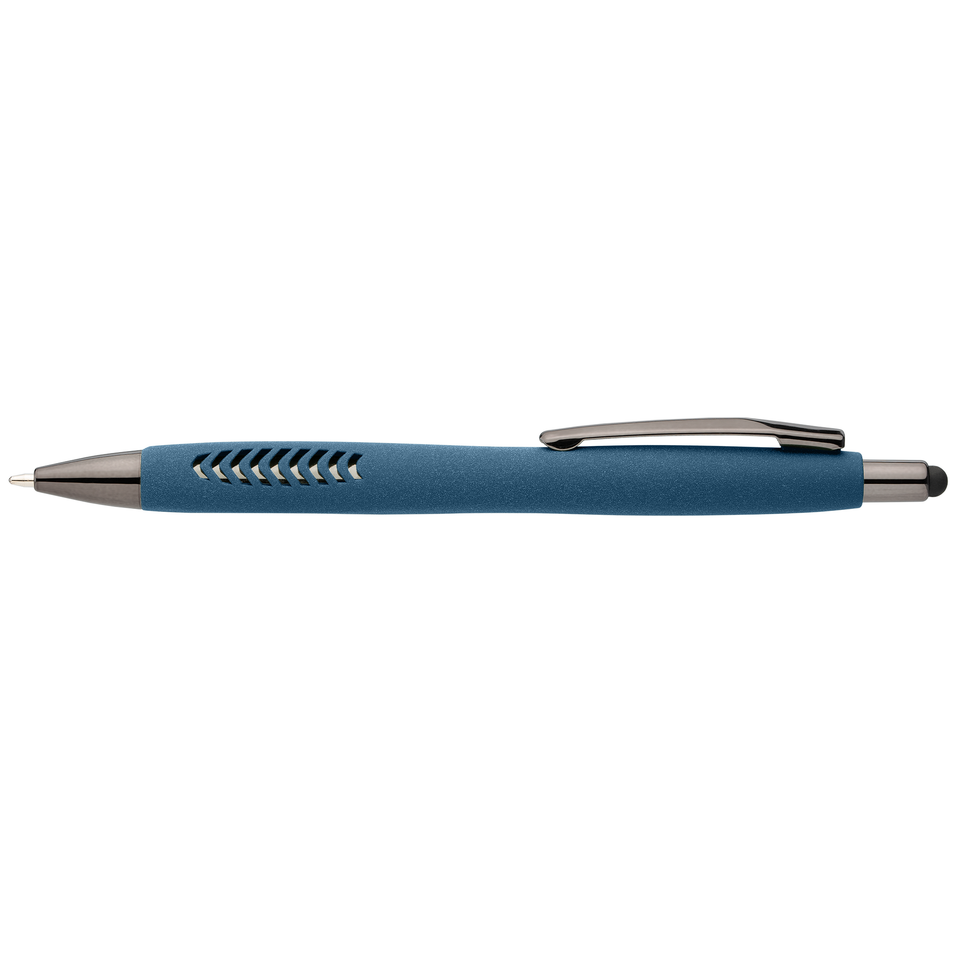 Avalon Recycled Plastic Stone Finish Stylus Pen promotional pen in navy blue printed with your company logo