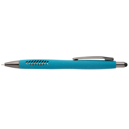 Avalon Recycled Plastic Stone Finish Stylus Pen promotional pen in turquoise printed with your company logo