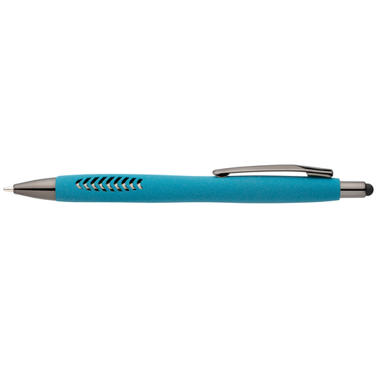Avalon Recycled Plastic Stone Finish Stylus Pen promotional pen in turquoise printed with your company logo