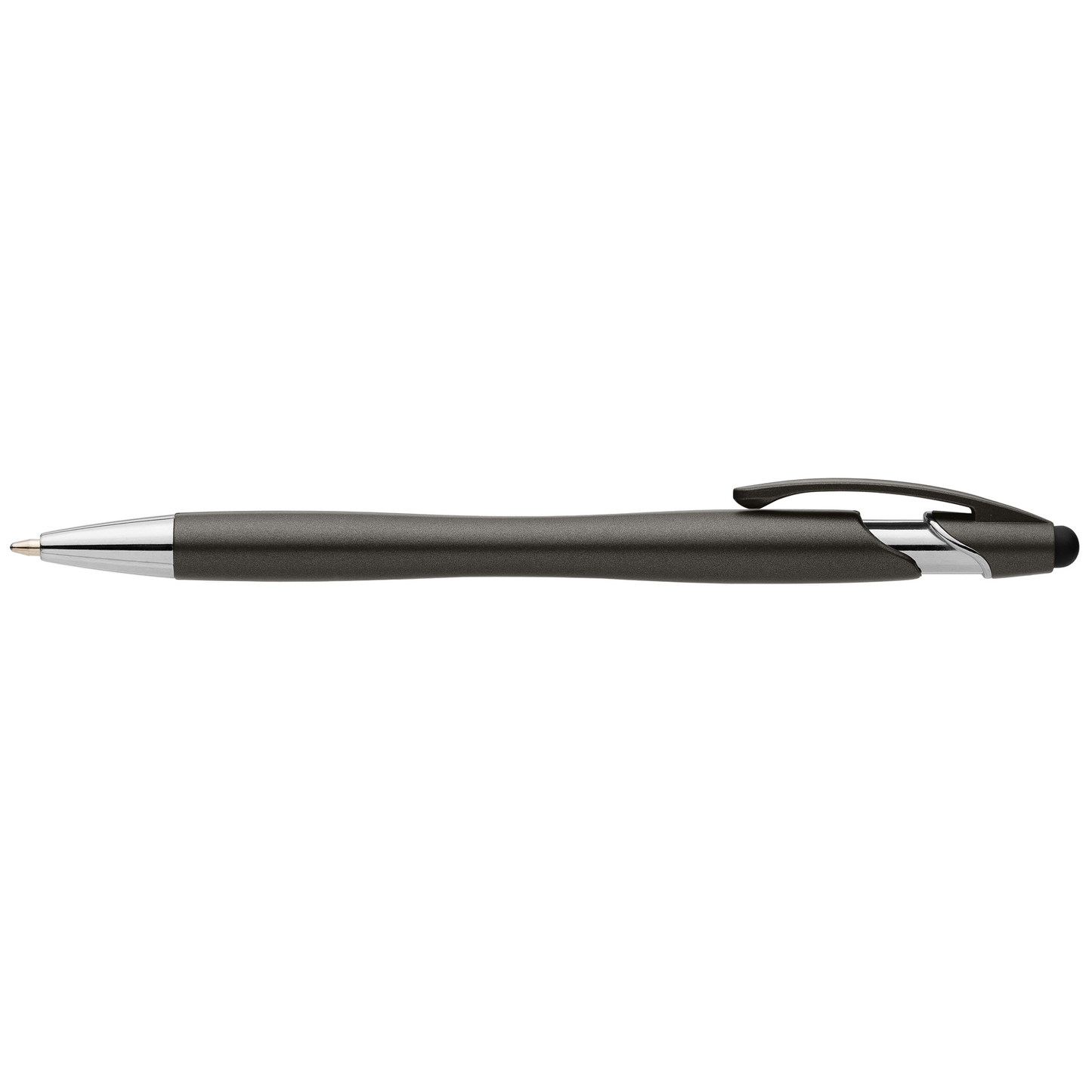 La Jolla Recycled Plastic Metallic Stylus Pen promotional pen in red brass printed with your company logo