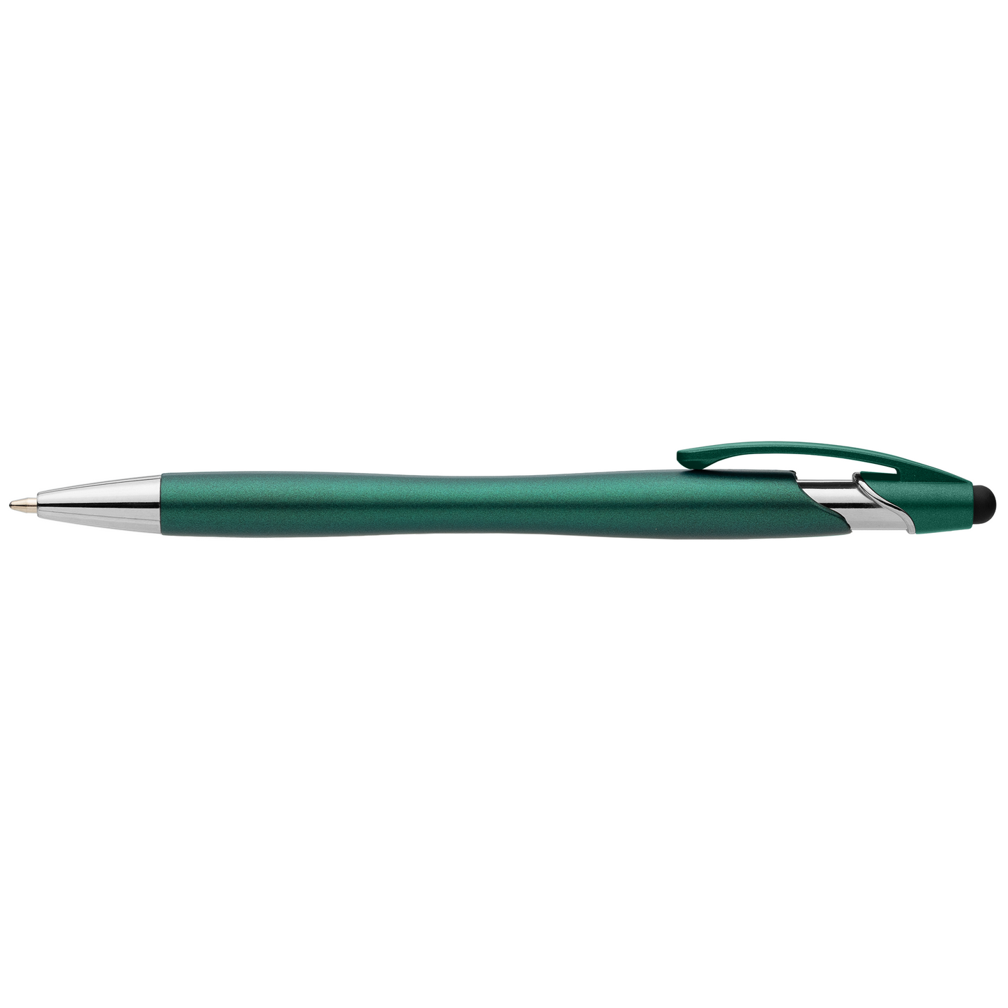 La Jolla Recycled Plastic Metallic Stylus Pen promotional pen in green printed with your company logo