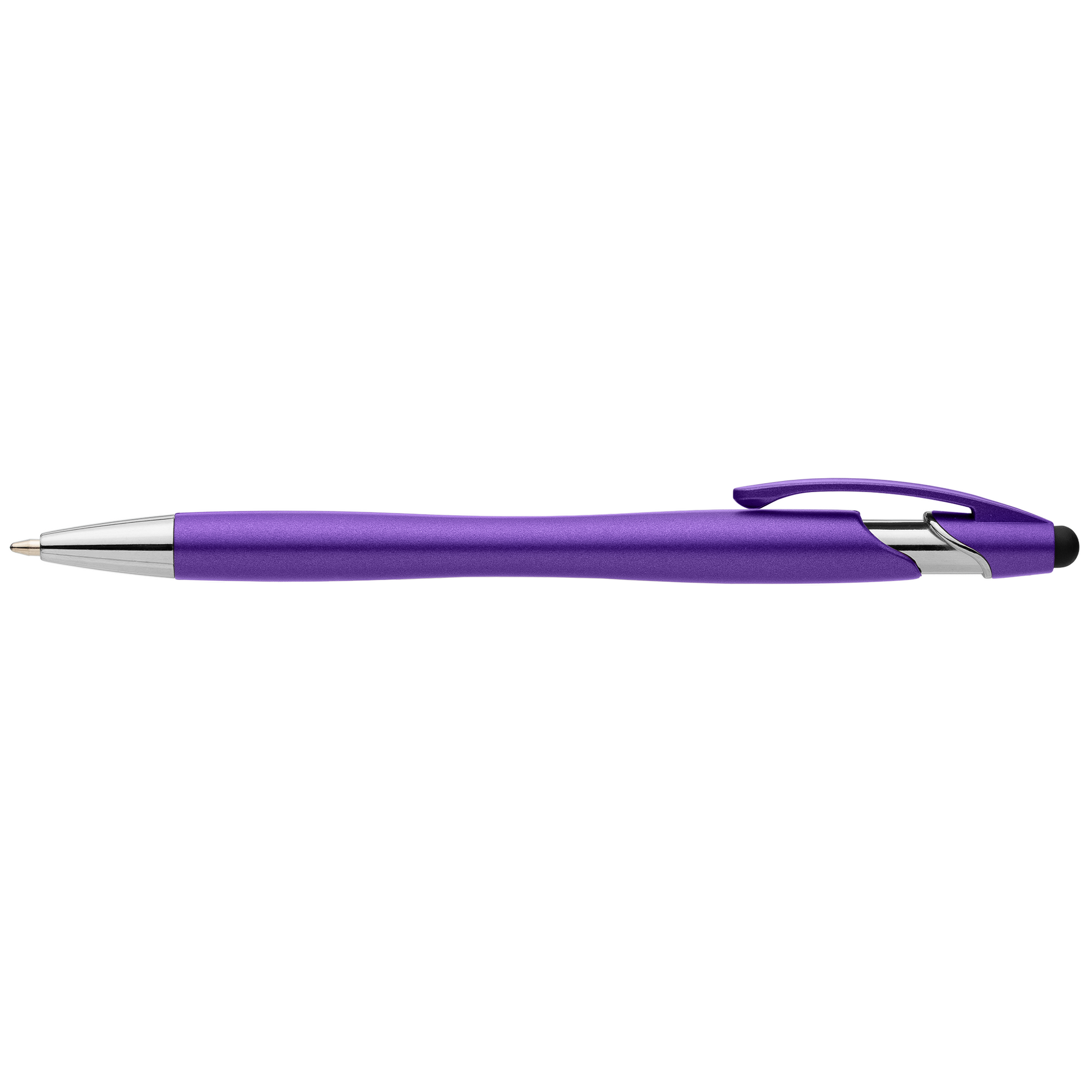 La Jolla Recycled Plastic Metallic Stylus Pen promotional pen in purple printed with your company logo