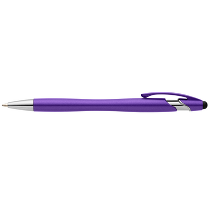 La Jolla Recycled Plastic Metallic Stylus Pen promotional pen in purple printed with your company logo