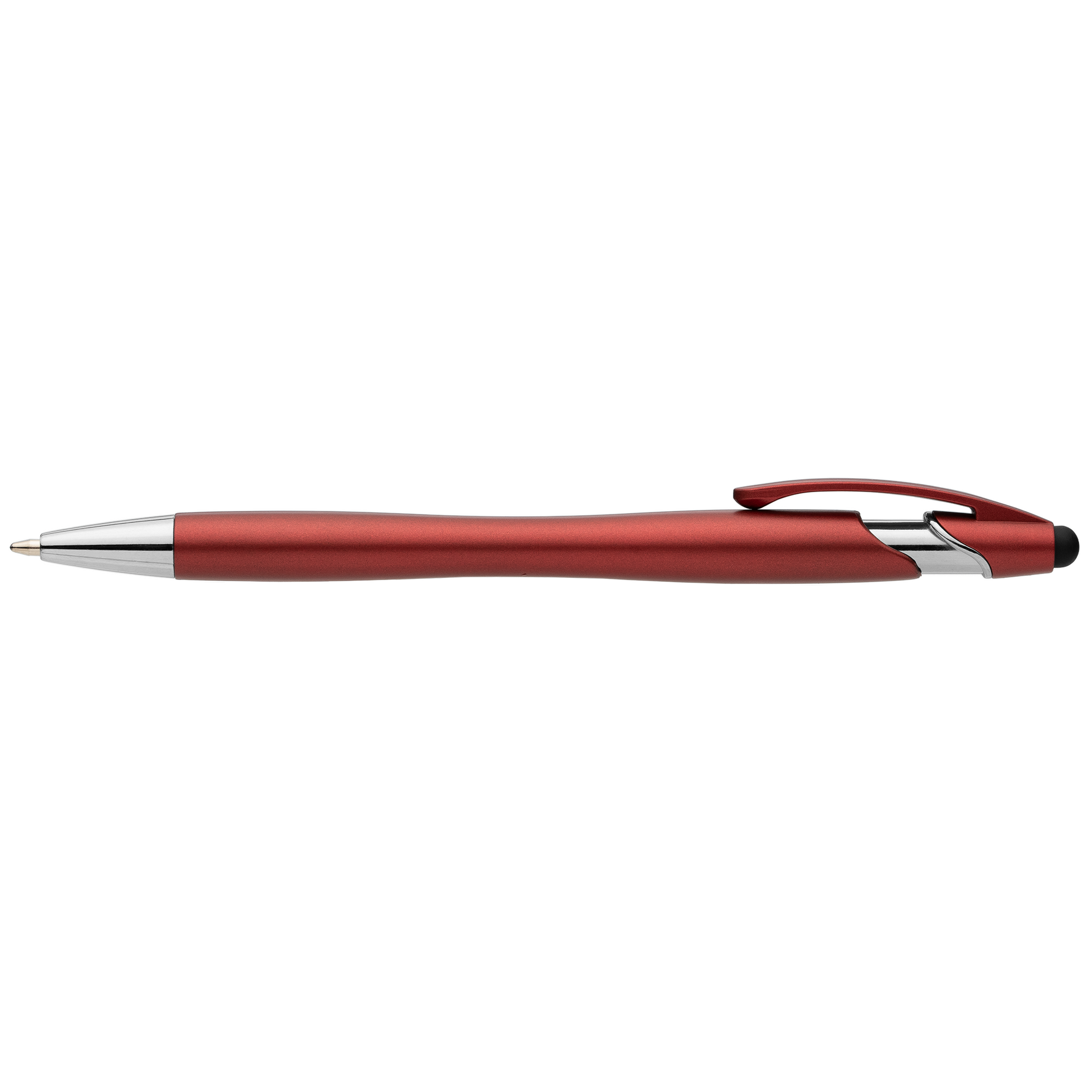 La Jolla Recycled Plastic Metallic Stylus Pen promotional pen in red printed with your company logo