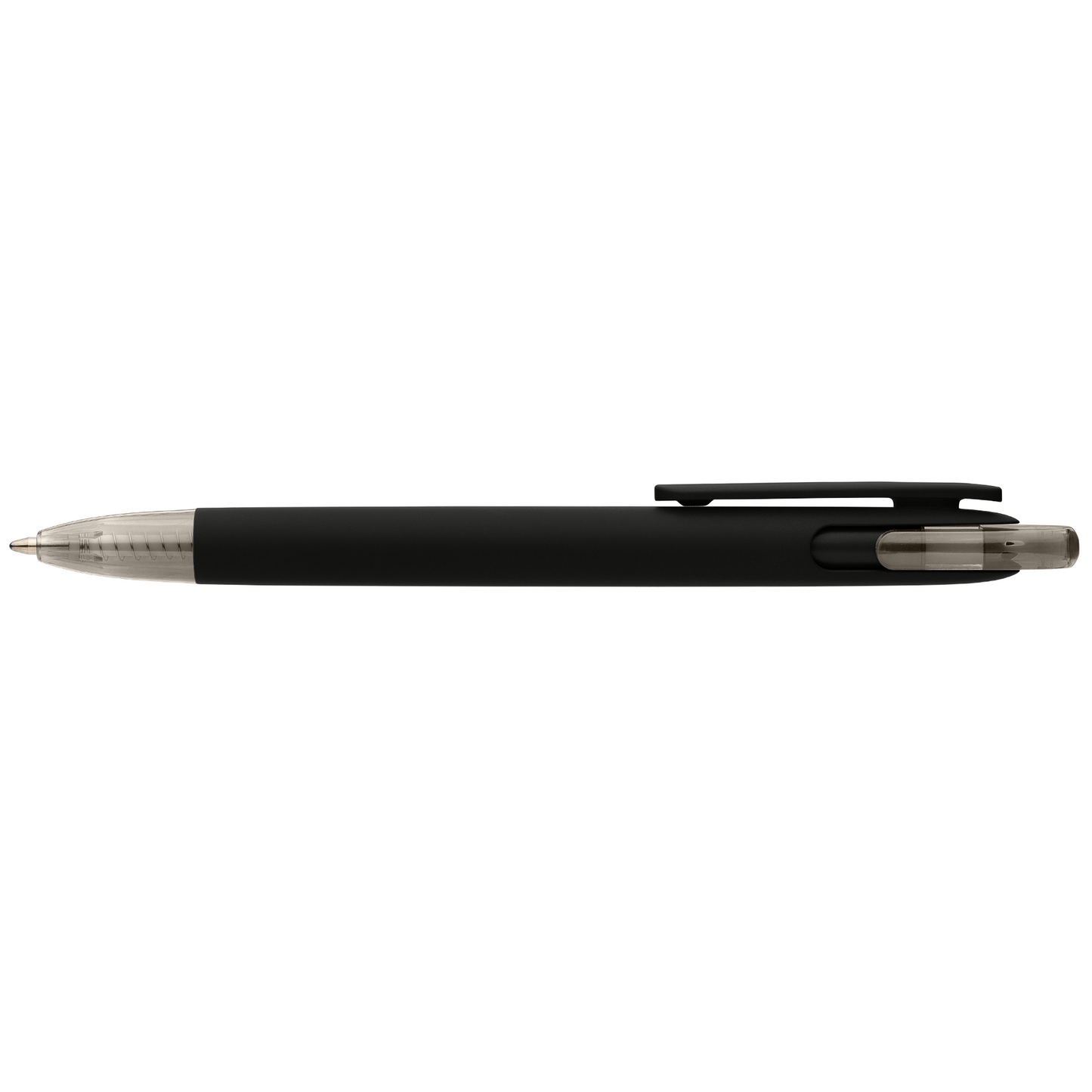 Jutta Recycled Plastic Transparent Trim Pen promotional pen in black printed with your company logo