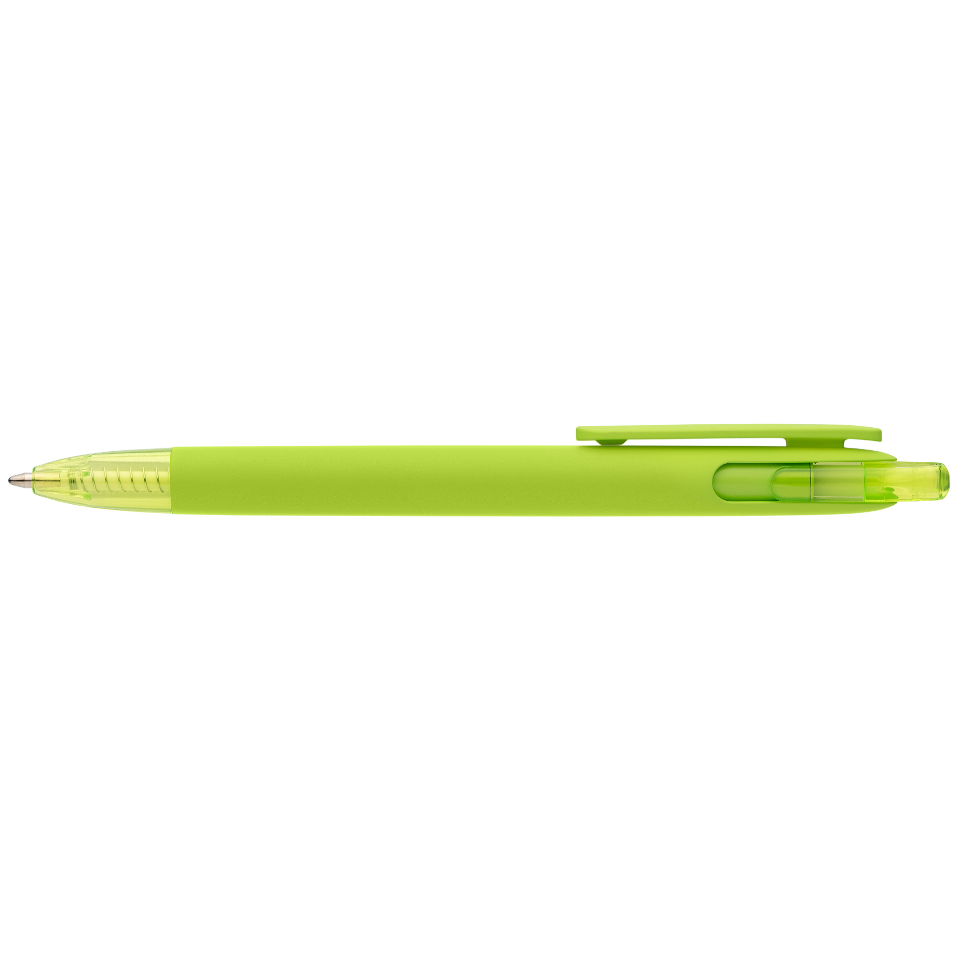 Jutta Recycled Plastic Transparent Trim Pen promotional pen in lime green printed with your company logo
