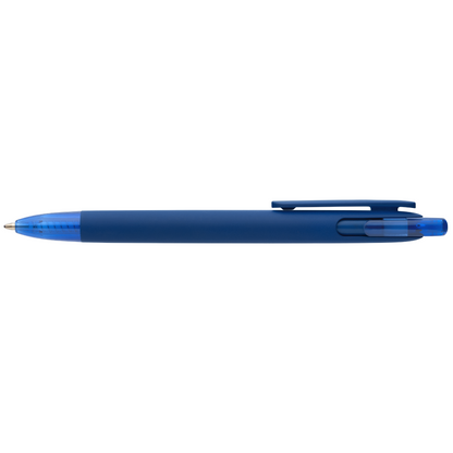 Jutta Recycled Plastic Transparent Trim Pen promotional pen in royal blue printed with your company logo
