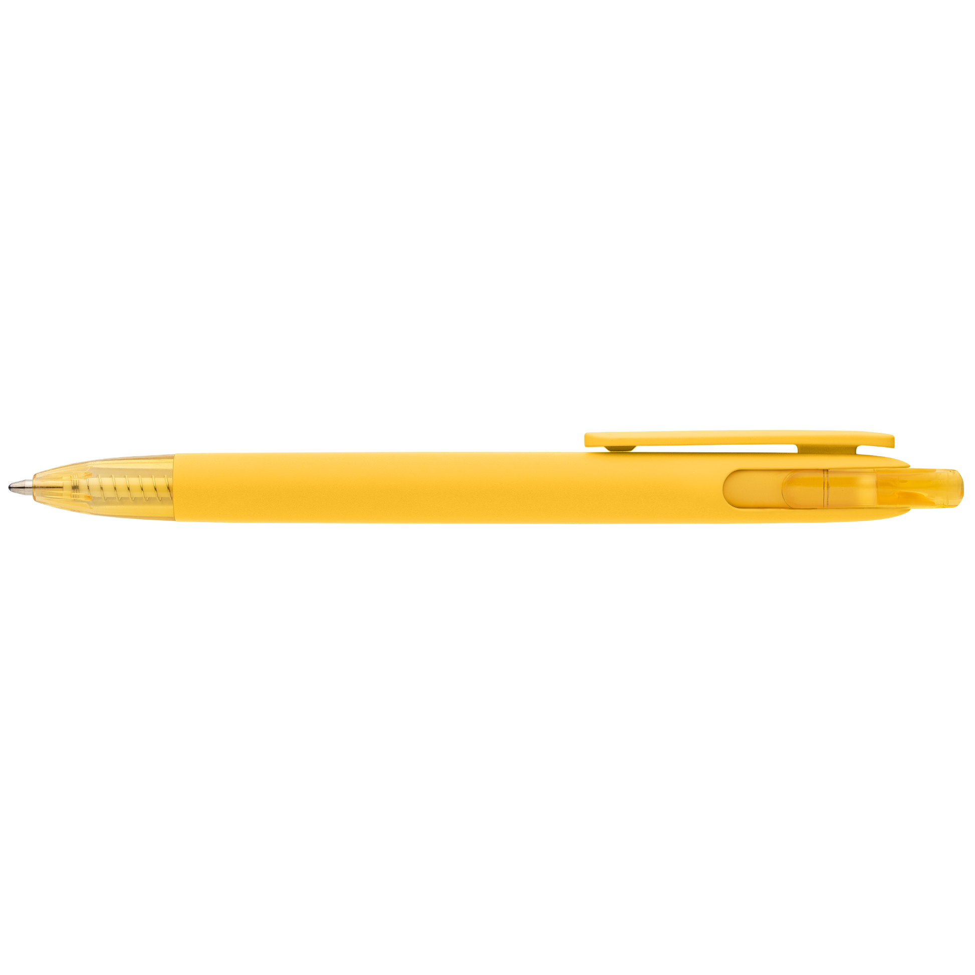 Jutta Recycled Plastic Transparent Trim Pen promotional pen in yellow printed with your company logo