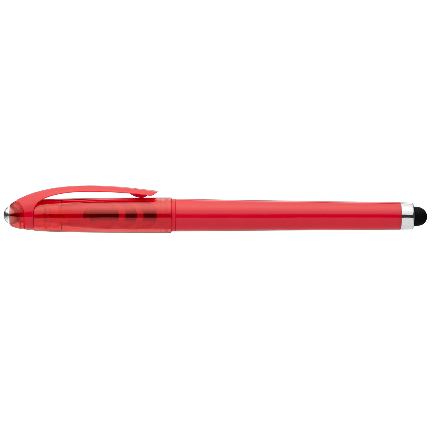 Prism Recycled Plastic Fidget Ball Stylus Gel Pen promotional pen in red printed with your company logo