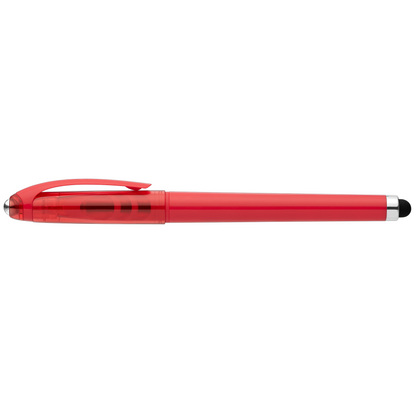 Prism Recycled Plastic Fidget Ball Stylus Gel Pen promotional pen in red printed with your company logo