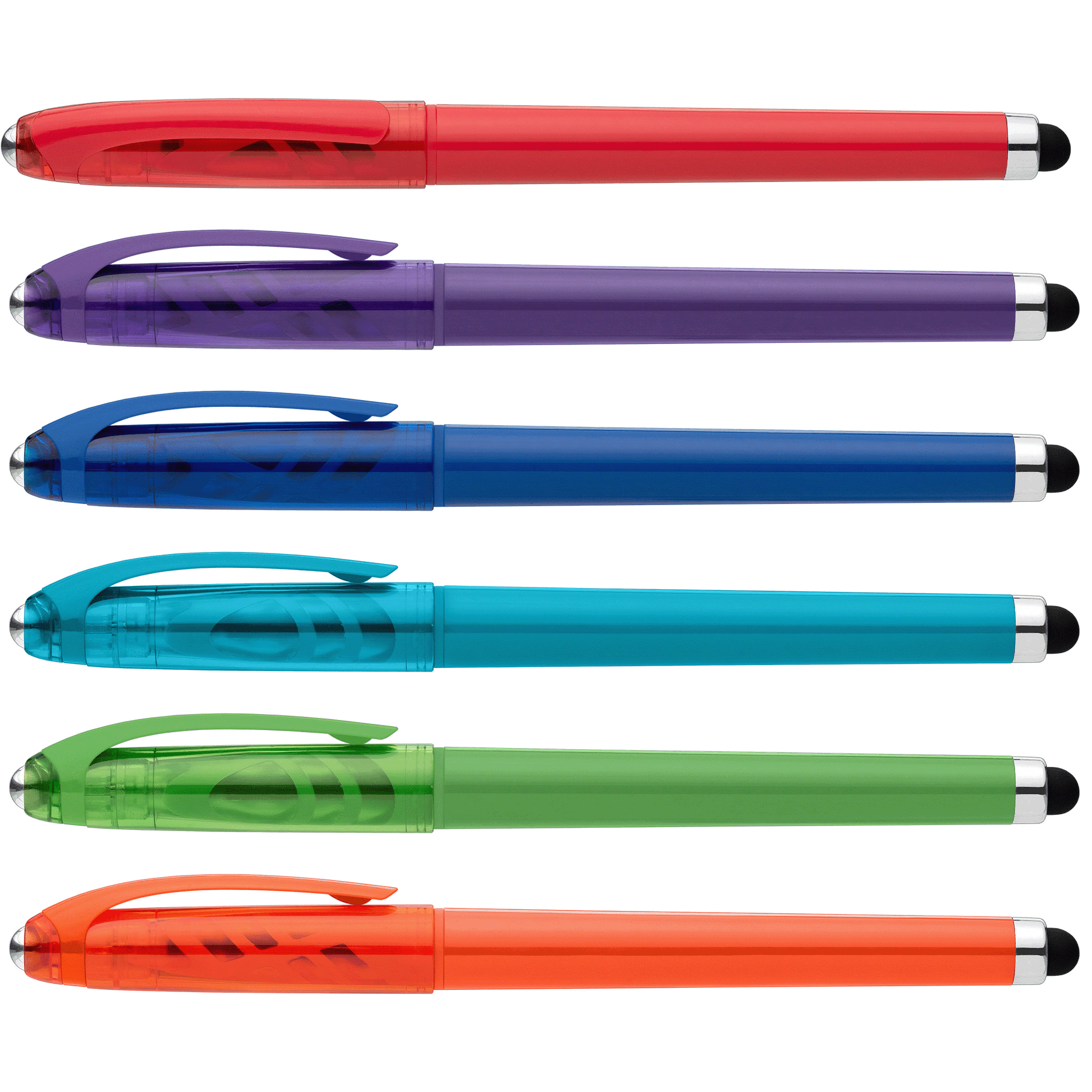 Prism Recycled Plastic Fidget Ball Stylus Gel Pen promotional pen in assortment printed with your company logo