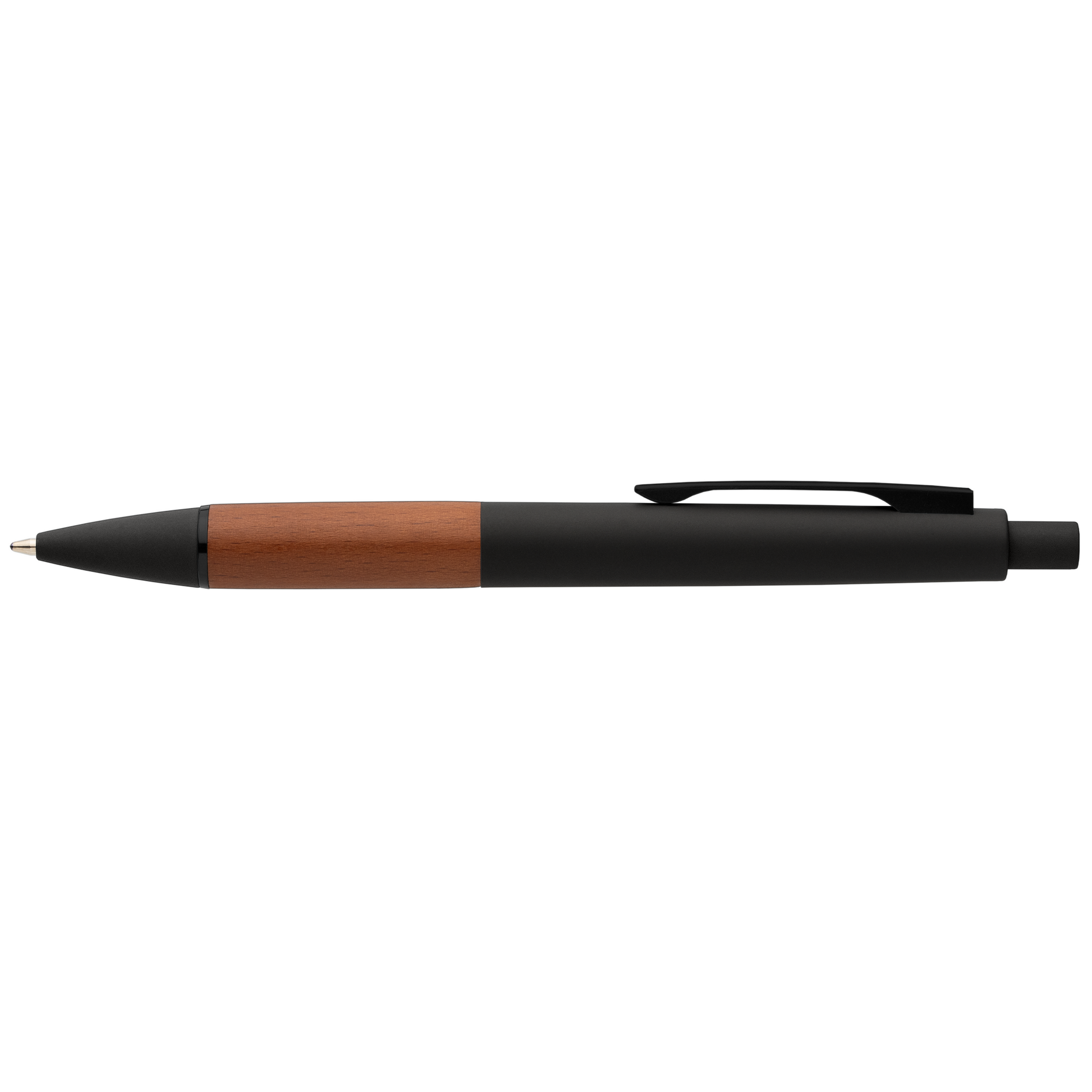 Tide Recycled Plastic Wood Grip Pen promotional pen in black printed with your company logo