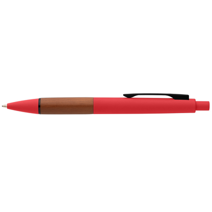 Tide Recycled Plastic Wood Grip Pen promotional pen in red printed with your company logo