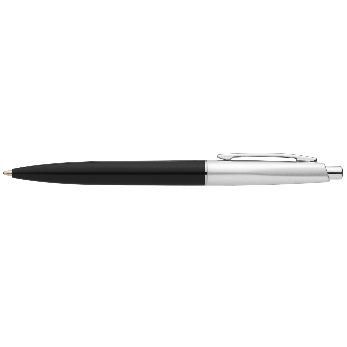 Natori Recycled Plastic Chrome Trim Pen promotional pen in black printed with your company logo