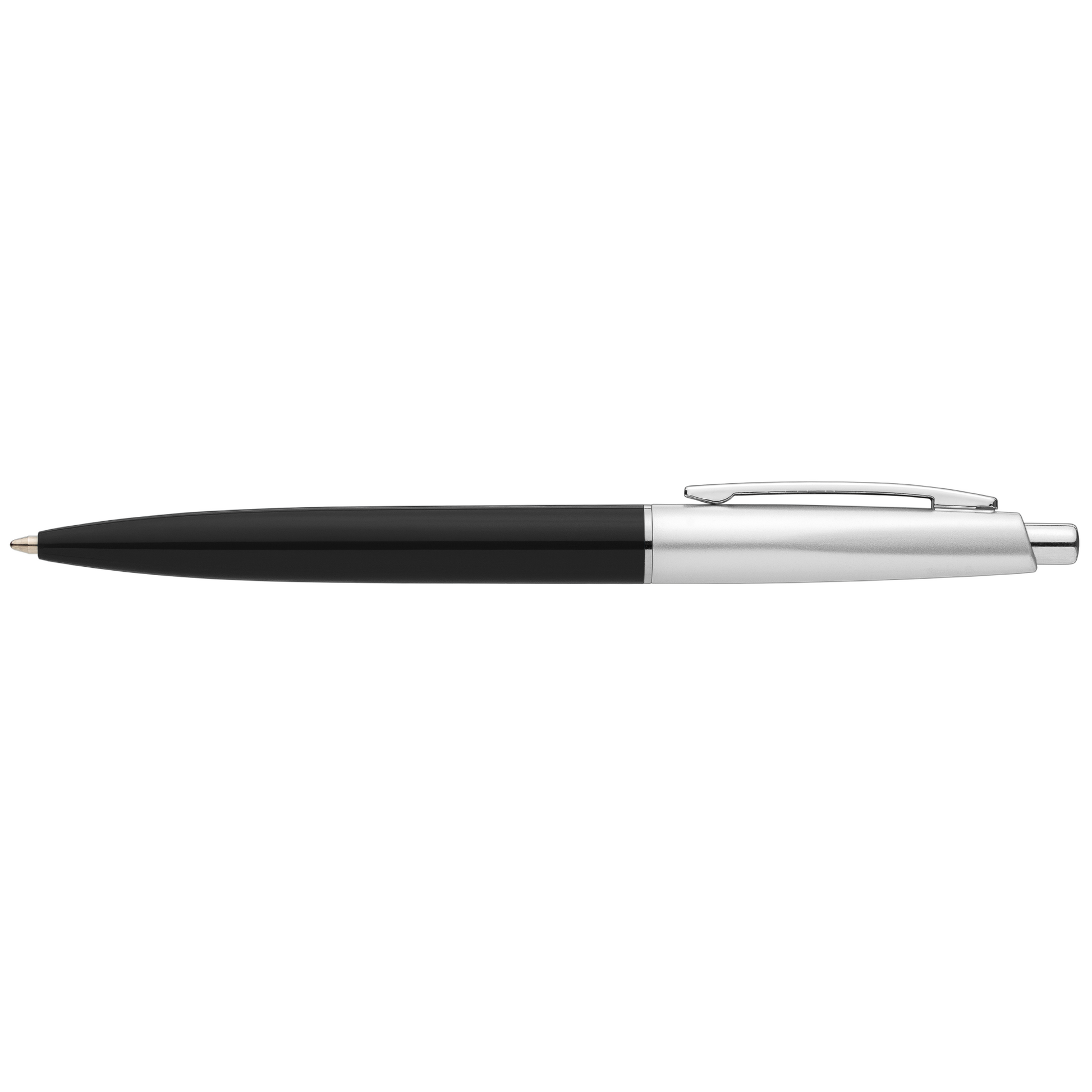 Natori Recycled Plastic Chrome Trim Pen promotional pen in black printed with your company logo