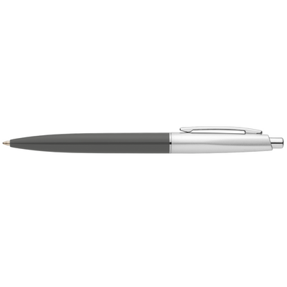 Natori Recycled Plastic Chrome Trim Pen promotional pen in gray printed with your company logo