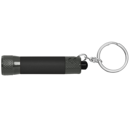 Chroma Softy Monochrome Classic 3 LED Torch Keychain promotional event giveaway in gunmetal printed with your company logo