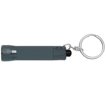 Chroma Softy Monochrome Metallic 3 LED Torch Keychain promotional event giveaway in steel blue printed with your company logo
