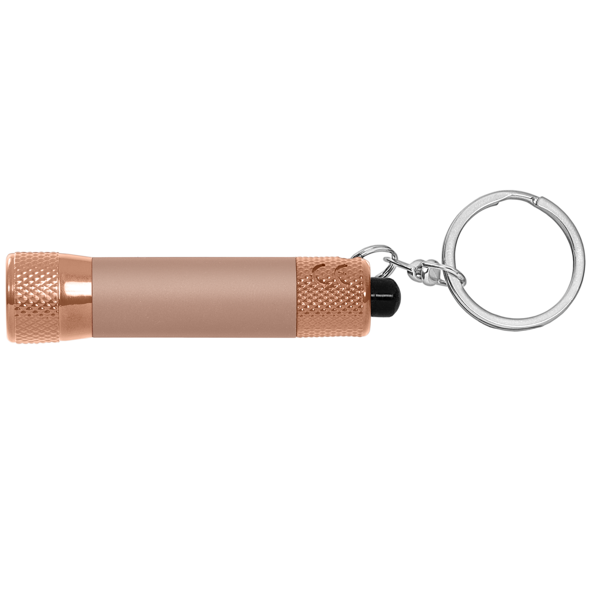Chroma Softy Monochrome Metallic 3 LED Torch Keychain promotional event giveaway in or rose p printed with your company logo