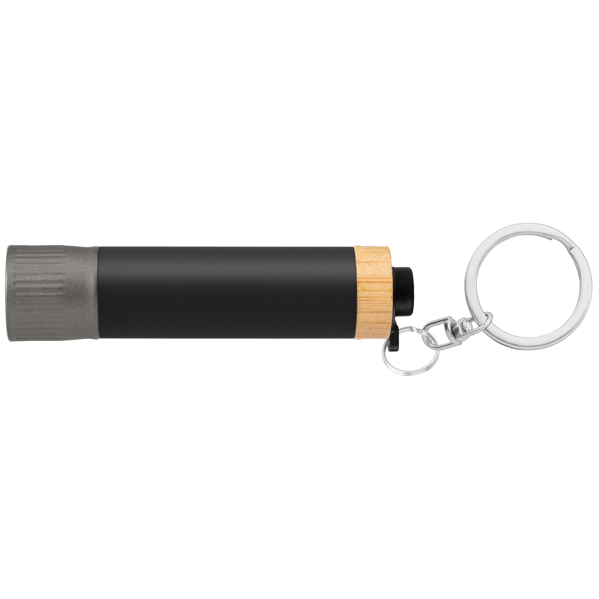 Reborn Recycled Aluminium Keychain Torch promotional event giveaway in black laser engraved with your company logo