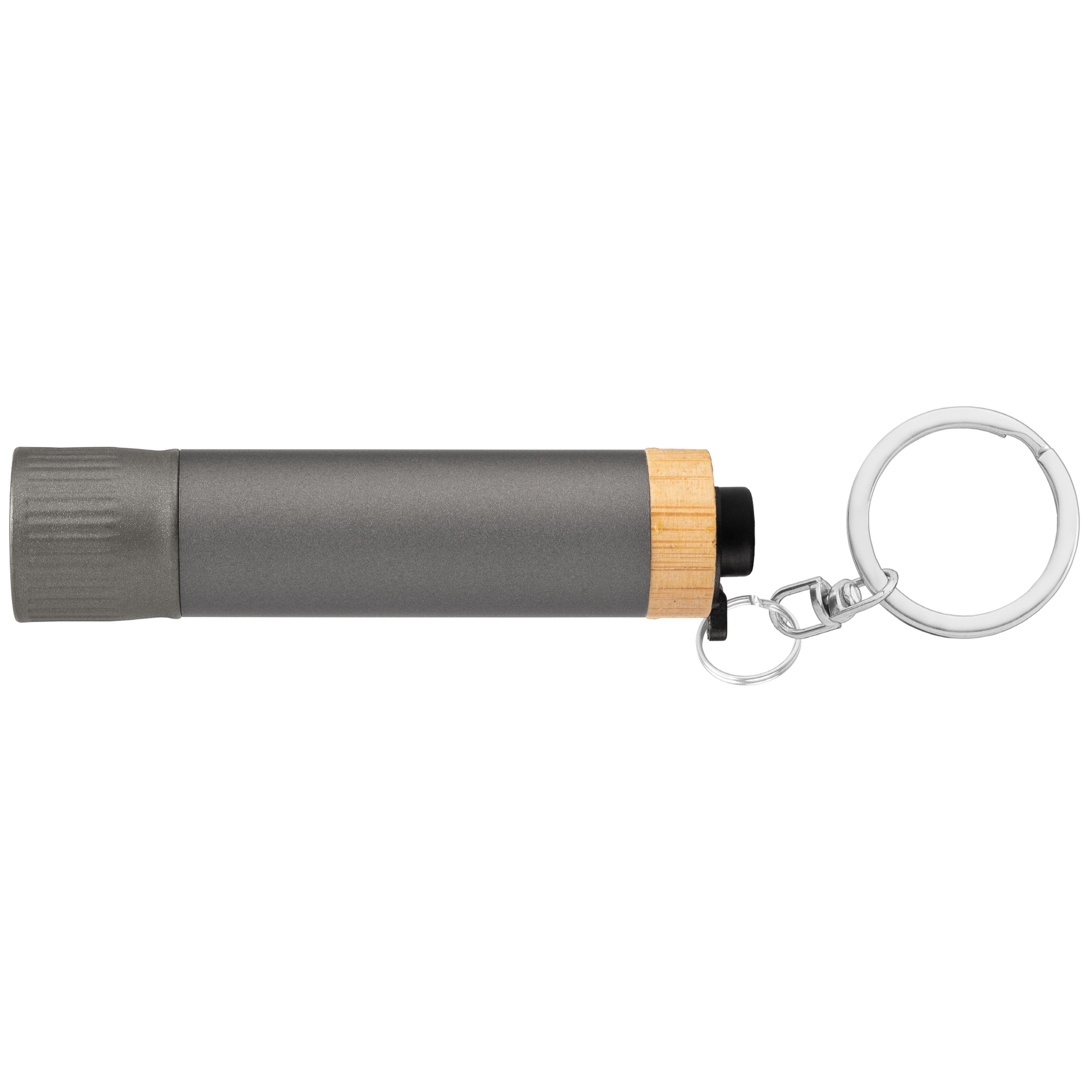 Reborn Recycled Aluminium Keychain Torch promotional event giveaway in gunmetal laser engraved with your company logo