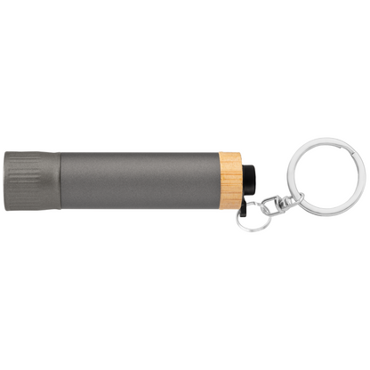 Reborn Recycled Aluminium Keychain Torch promotional event giveaway in gunmetal laser engraved with your company logo